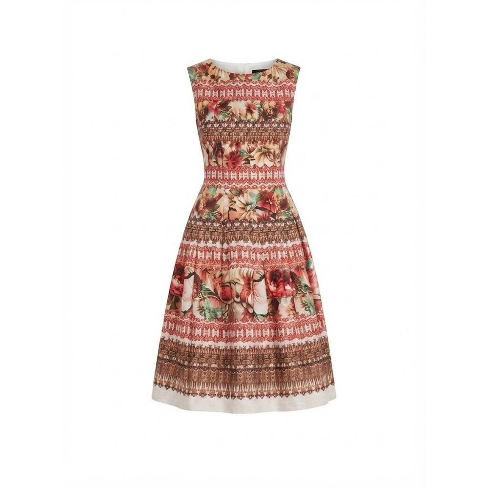 Gabby Skye Women Floral Fit and Flare Dress Multi-Color Sleeveless Size 14